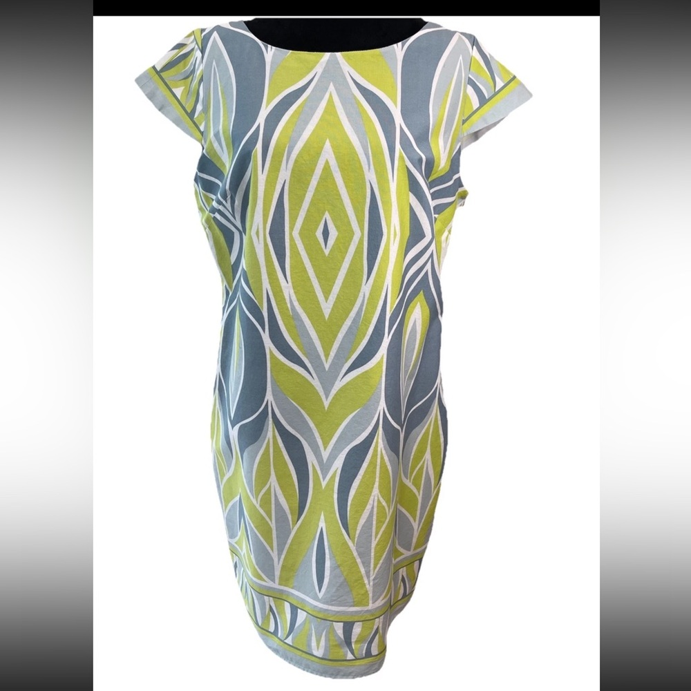 Cece’s New York ladies‎ lime green/gray zip back sheath dress size 14 cotton